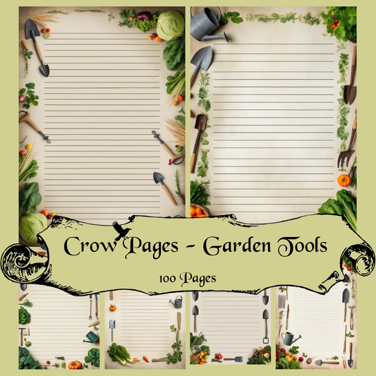 Garden Tools Notizseiten | Digital Download | 100 Seiten | Liniert | A4