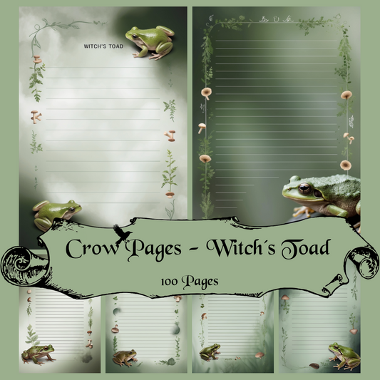 Witch’s Toad Notizseiten | Digital Download | 100 Seiten | Liniert | A4