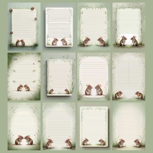 Cute Mice Notizseiten | Digital Download | 100 Seiten | Liniert | A4