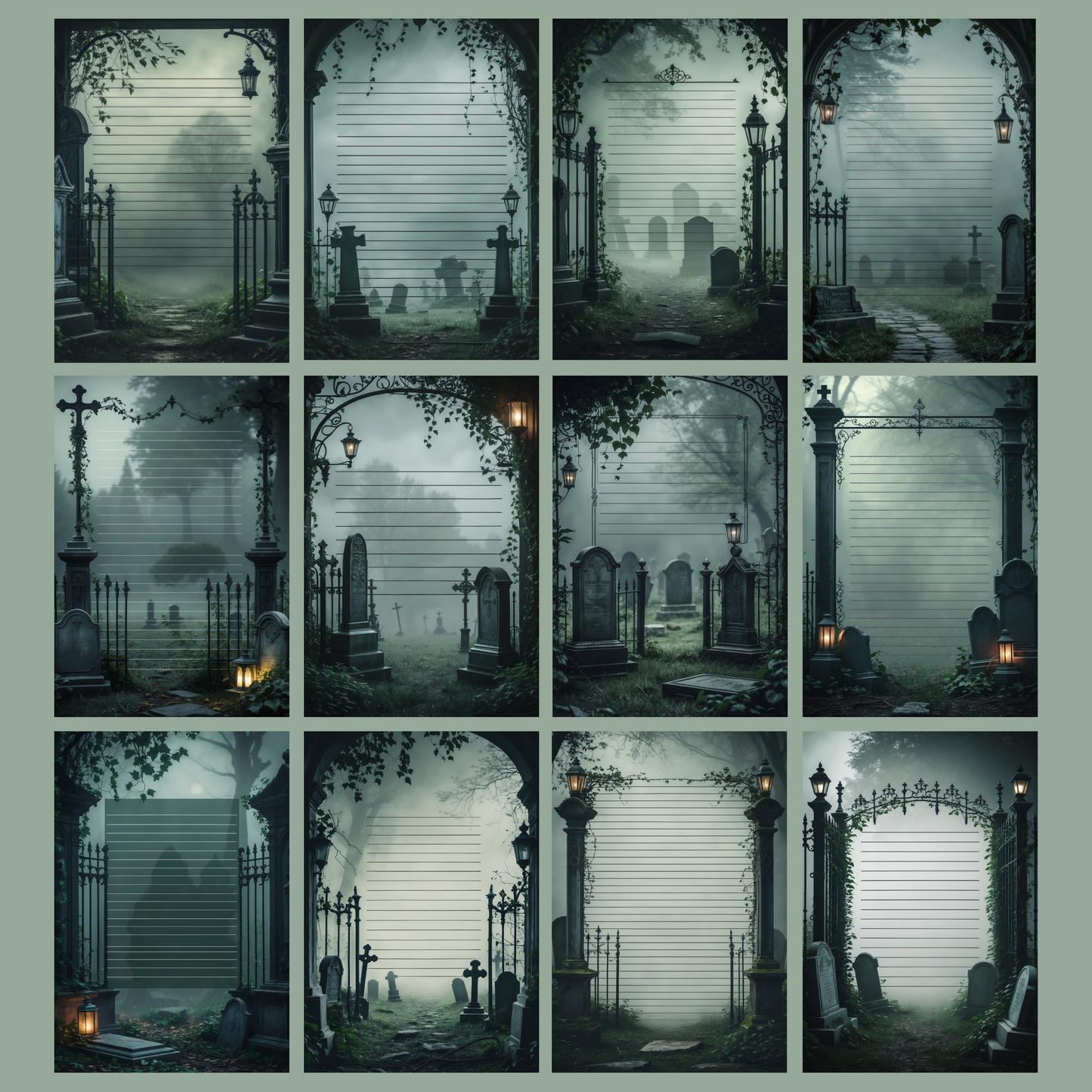 Graveyard Notizseiten | Digital Download | 100 Seiten | Liniert | A4