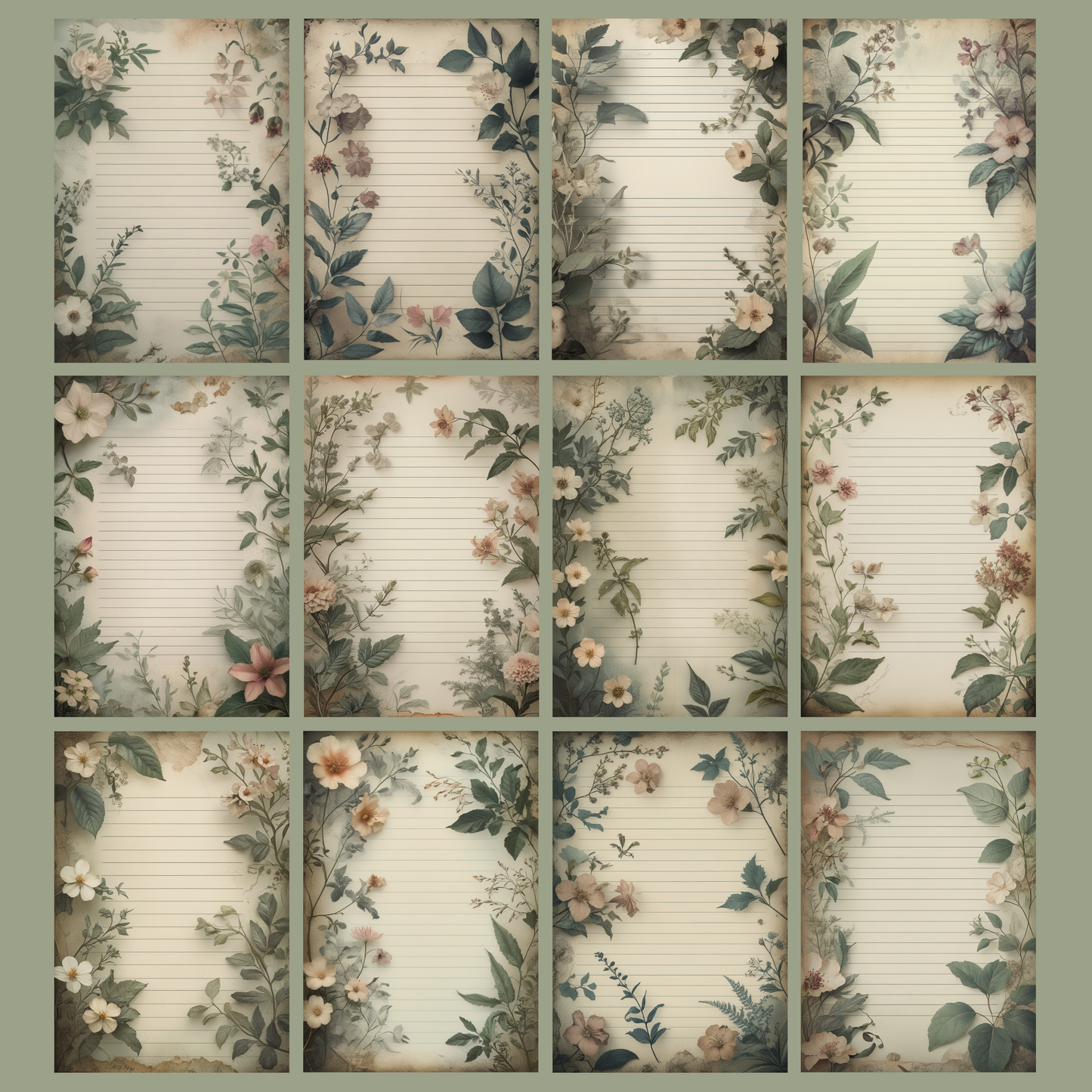 Botanical Studies Notizseiten | Digital Download | 100 Seiten | Liniert | A4