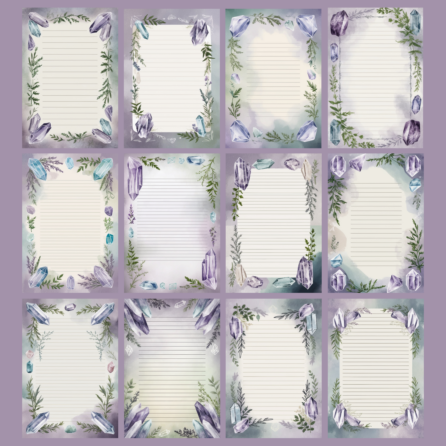 Crystal & Herb Notizseiten | Digital Download | 100 Seiten | Liniert | A4