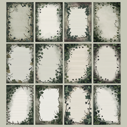 Creeping Ivy Notizseiten | Digital Download | 100 Seiten | Liniert | A4
