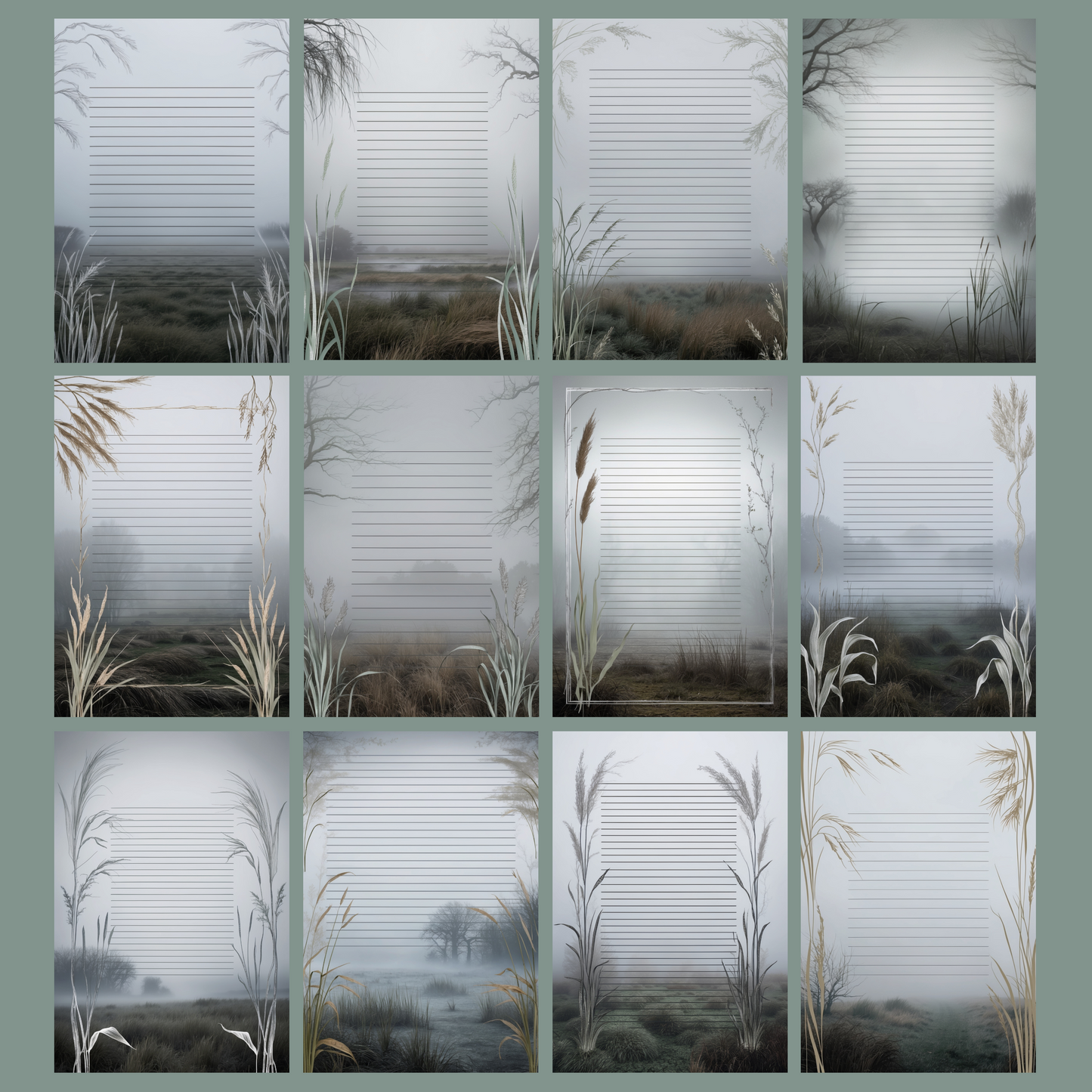 Foggy Moor Notizseiten | Digital Download | 100 Seiten | Liniert | A4