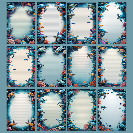Coral Reef Notizseiten | Digital Download | 100 Seiten | Liniert | A4