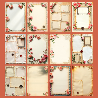 Shabby Chic - Rose Notes | Digital Download | 100 Bilder | Scrapbook | A4