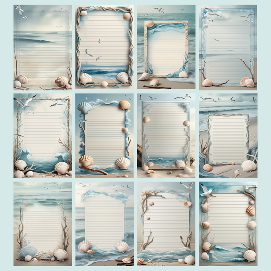 Seaside Notizseiten | Digital Download | 100 Seiten | Liniert | A4
