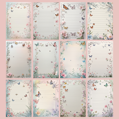 Butterfly Notizseiten | Digital Download | 100 Seiten | Liniert | A4