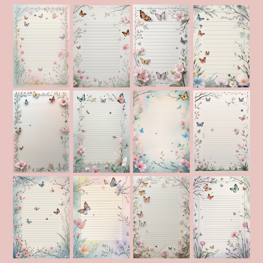 Butterfly Notizseiten | Digital Download | 100 Seiten | Liniert | A4