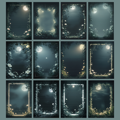 Moonlight Garden Notizseiten | Digital Download | 100 Seiten | Liniert | A4