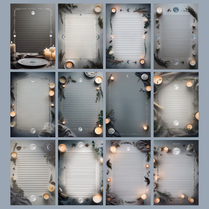 Moon Ritual Notizseiten | Digital Download | 100 Seiten | Liniert | A4