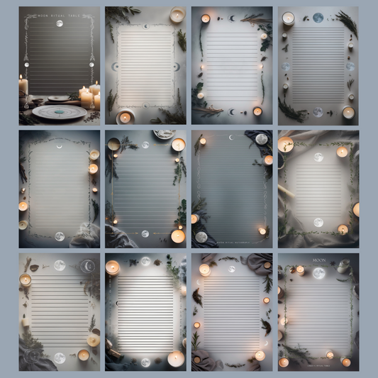 Moon Ritual Notizseiten | Digital Download | 100 Seiten | Liniert | A4