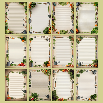 Garden Tools Notizseiten | Digital Download | 100 Seiten | Liniert | A4