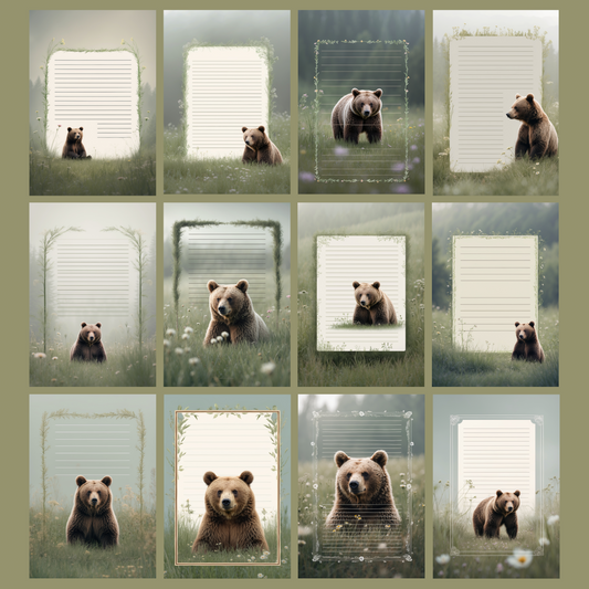 Meadow Bear Notizseiten | Digital Download | 100 Seiten | Liniert | A4