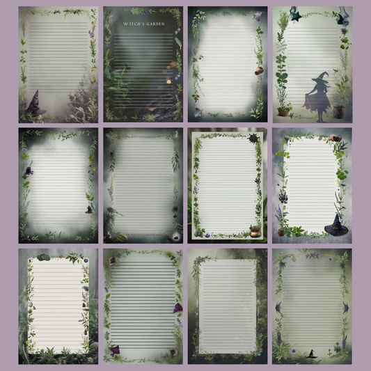 Witch’s Garden Notizseiten | Digital Download | 100 Seiten | Liniert | A4