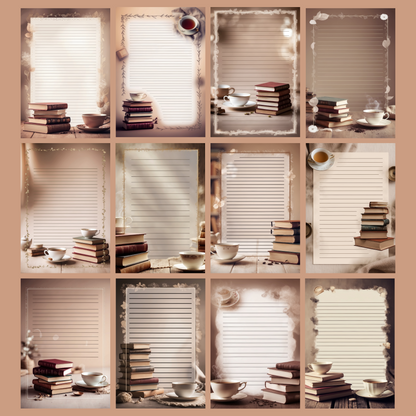 Books & Tea Notizseiten | Digital Download | 100 Seiten | Liniert | A4