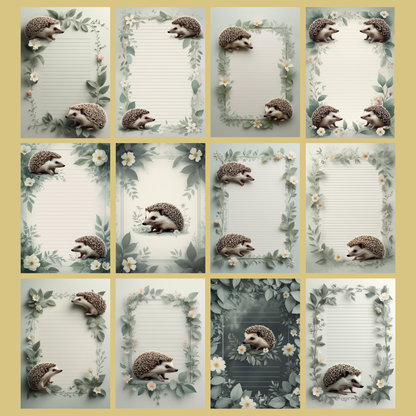 Hedgehog Notizseiten | Digital Download | 100 Seiten | Liniert | A4