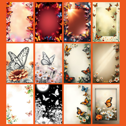 Butterfly-Crafting-Set | Digital Download | 100 Bilder | Scrapbook | A4