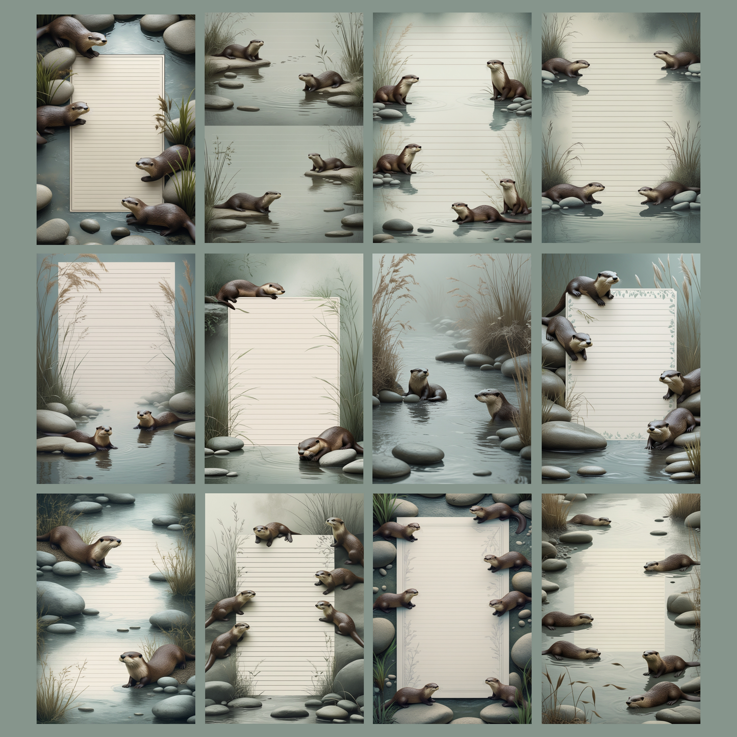 Otter Notizseiten | Digital Download | 100 Seiten | Liniert | A4