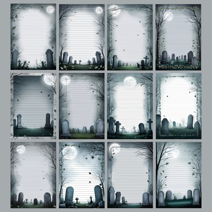 Moonlight Grave Notizseiten | Digital Download | 100 Seiten | Liniert | A4