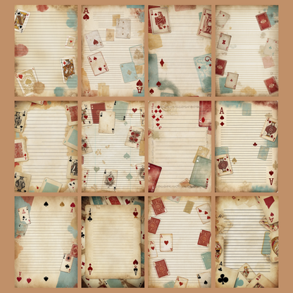 Playing Cards Notizseiten | Digital Download | 100 Seiten | Liniert | A4