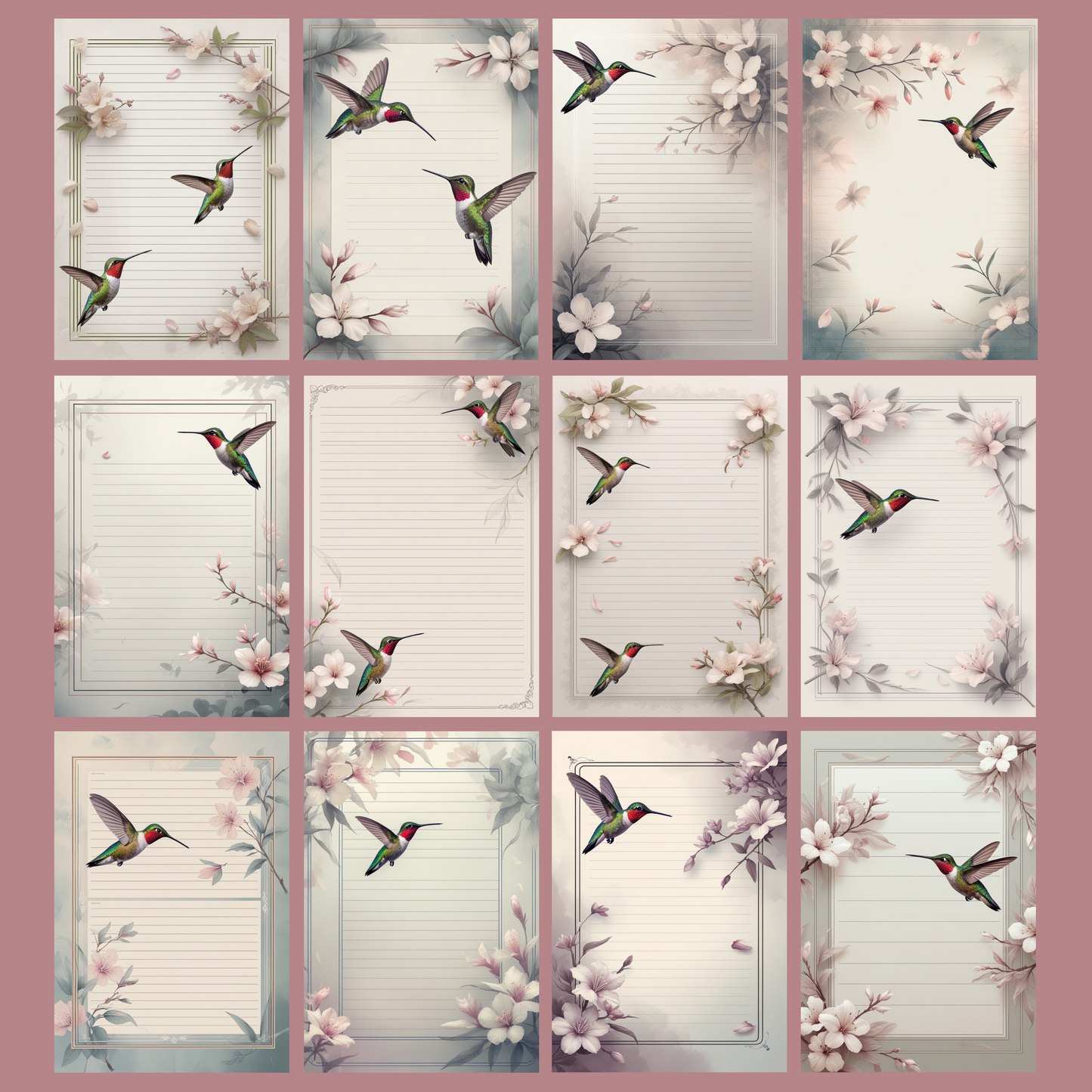 Humming Bird Notizseiten | Digital Download | 100 Seiten | Liniert | A4