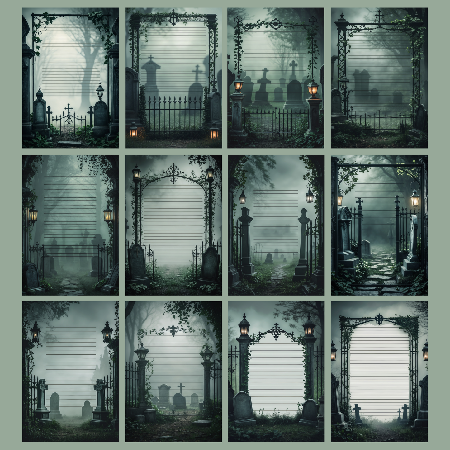 Graveyard Notizseiten | Digital Download | 100 Seiten | Liniert | A4