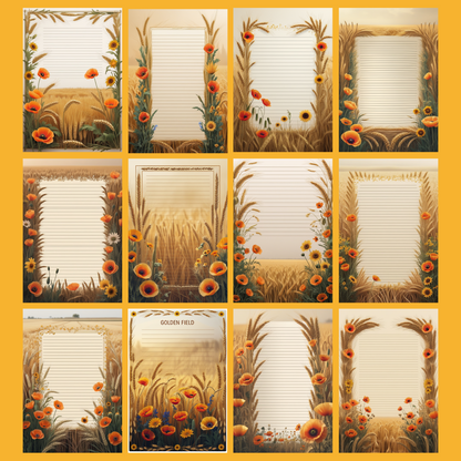 Golden Fields Notizseiten | Digital Download | 100 Seiten | Liniert | A4