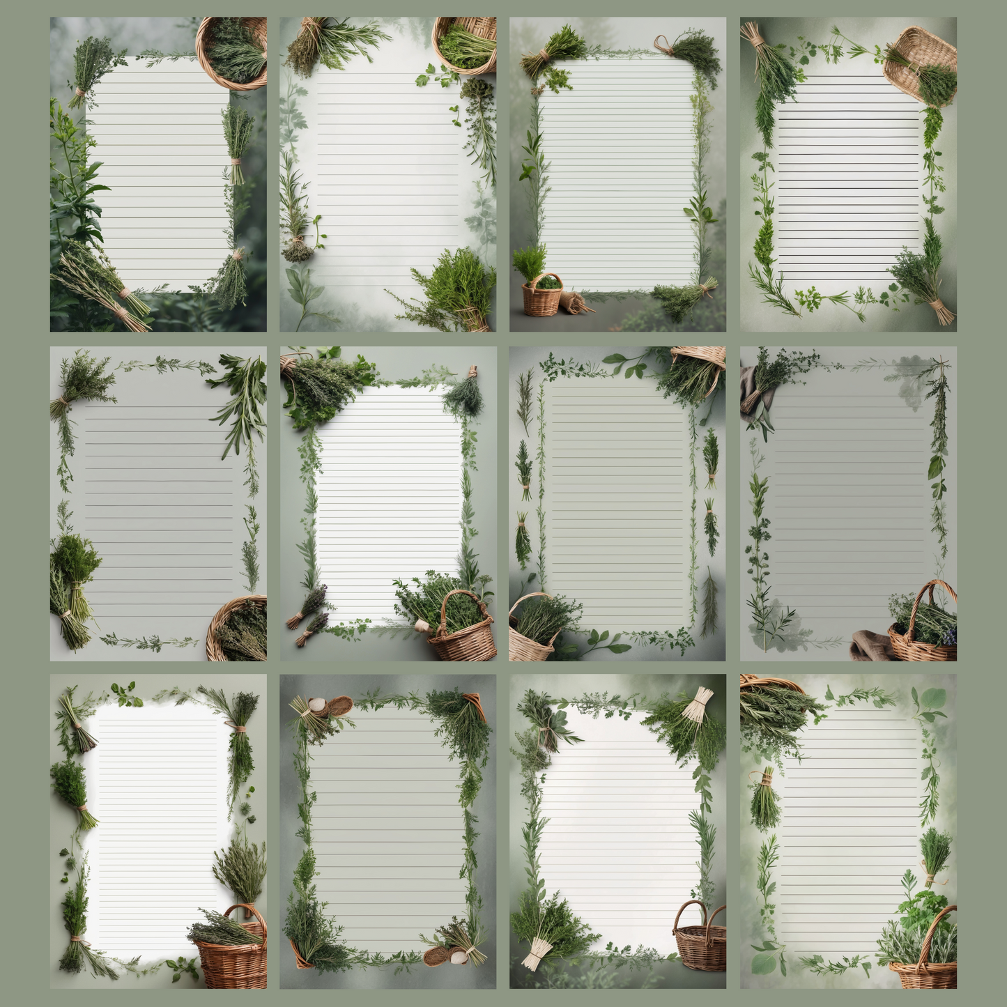 Wild Herbs Notizseiten | Digital Download | 100 Seiten | Liniert | A4