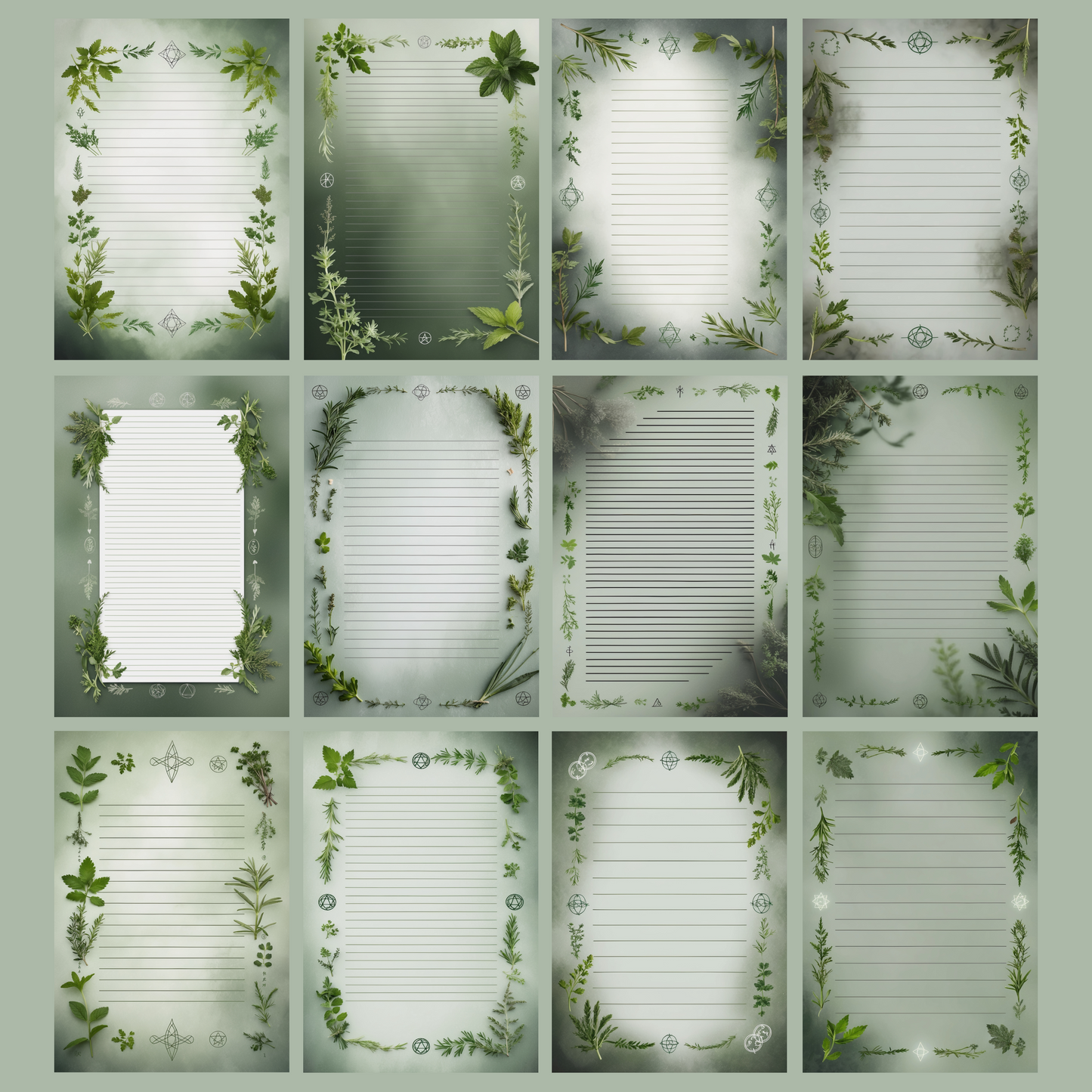 Herbal Magic Notizseiten | Digital Download | 100 Seiten | Liniert | A4
