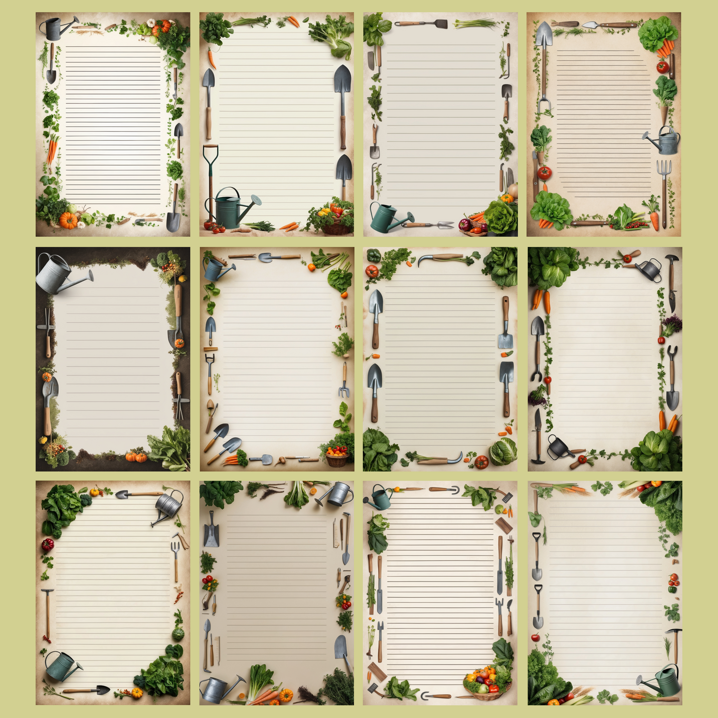 Garden Tools Notizseiten | Digital Download | 100 Seiten | Liniert | A4
