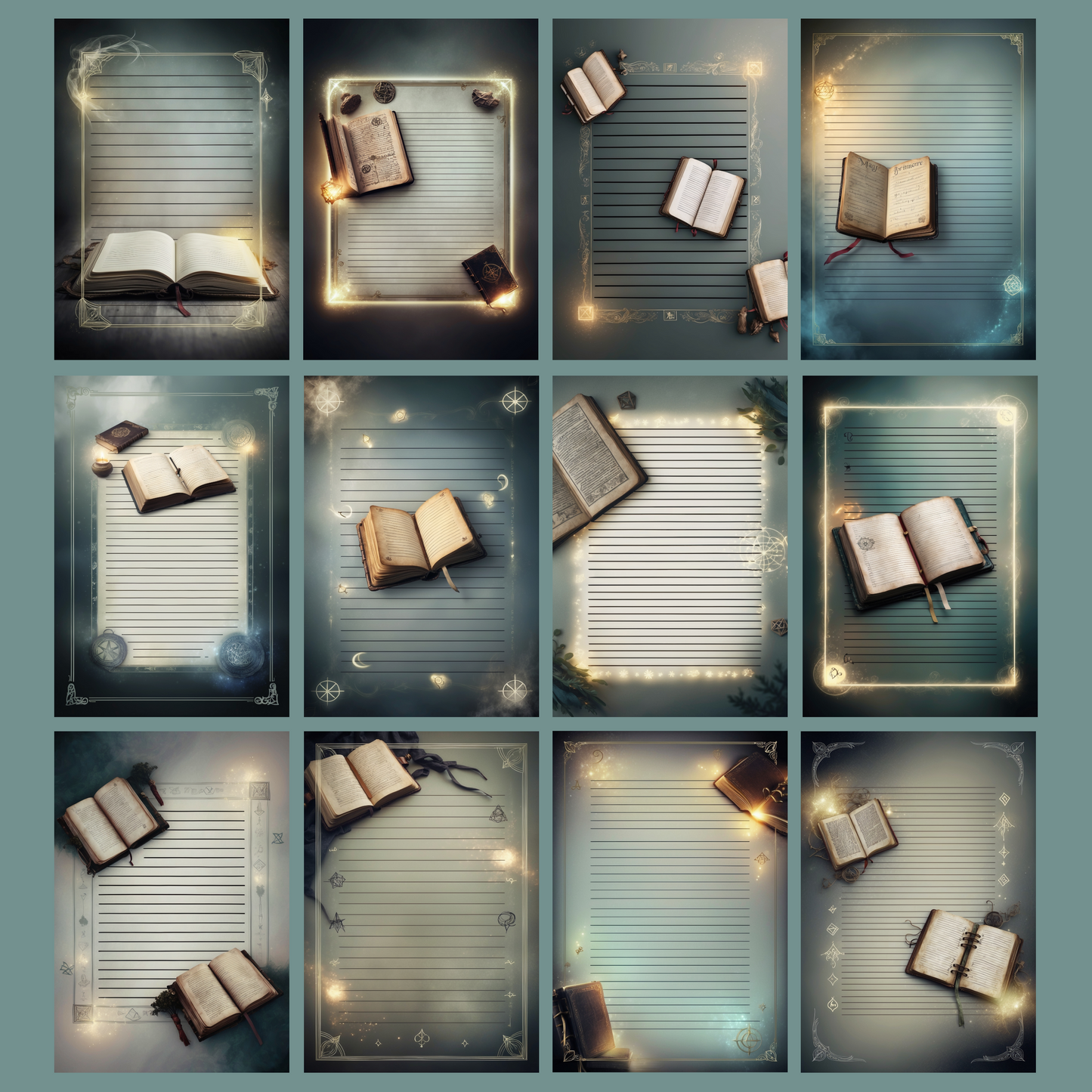 Magic Grimoire Notizseiten | Digital Download | 100 Seiten | Liniert | A4