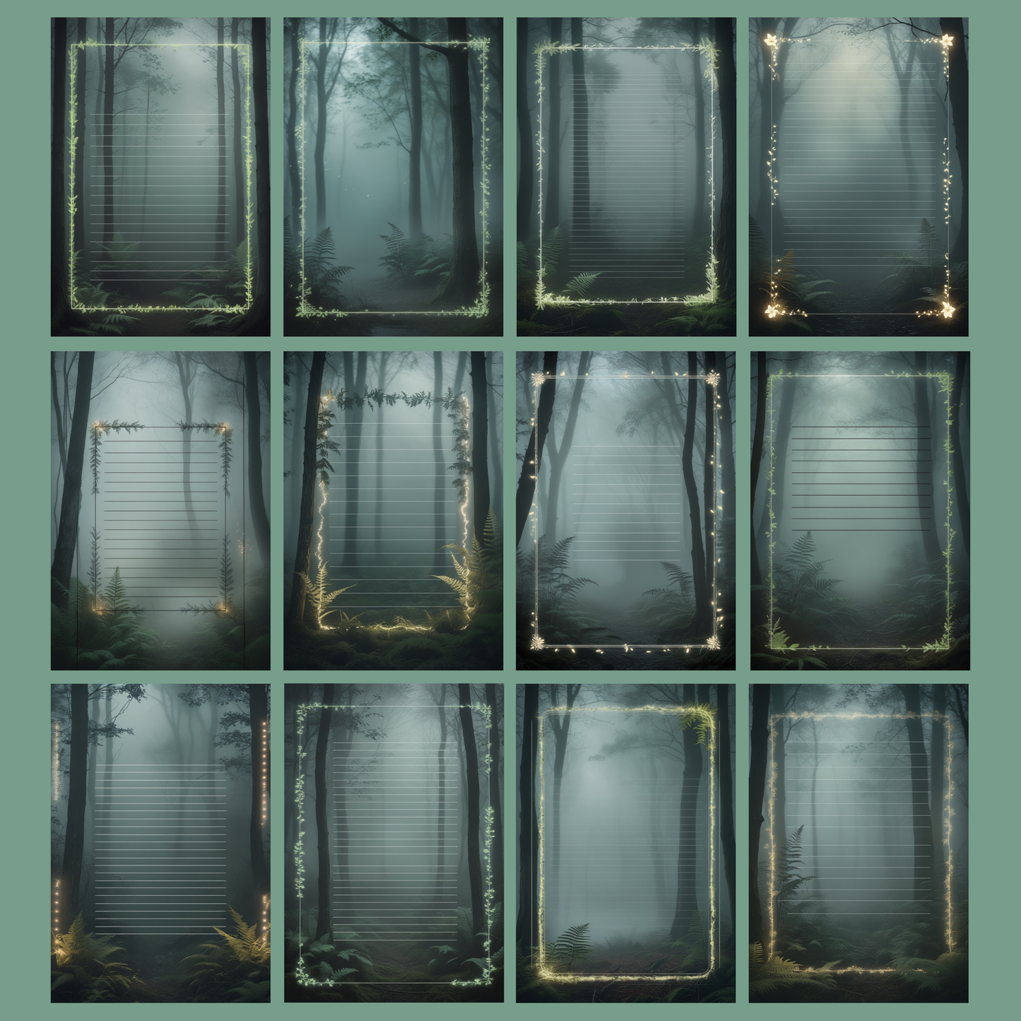 Fog Forest Notizseiten | Digital Download | 100 Seiten | Liniert | A4