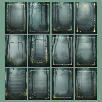 Fog Forest Notizseiten | Digital Download | 100 Seiten | Liniert | A4