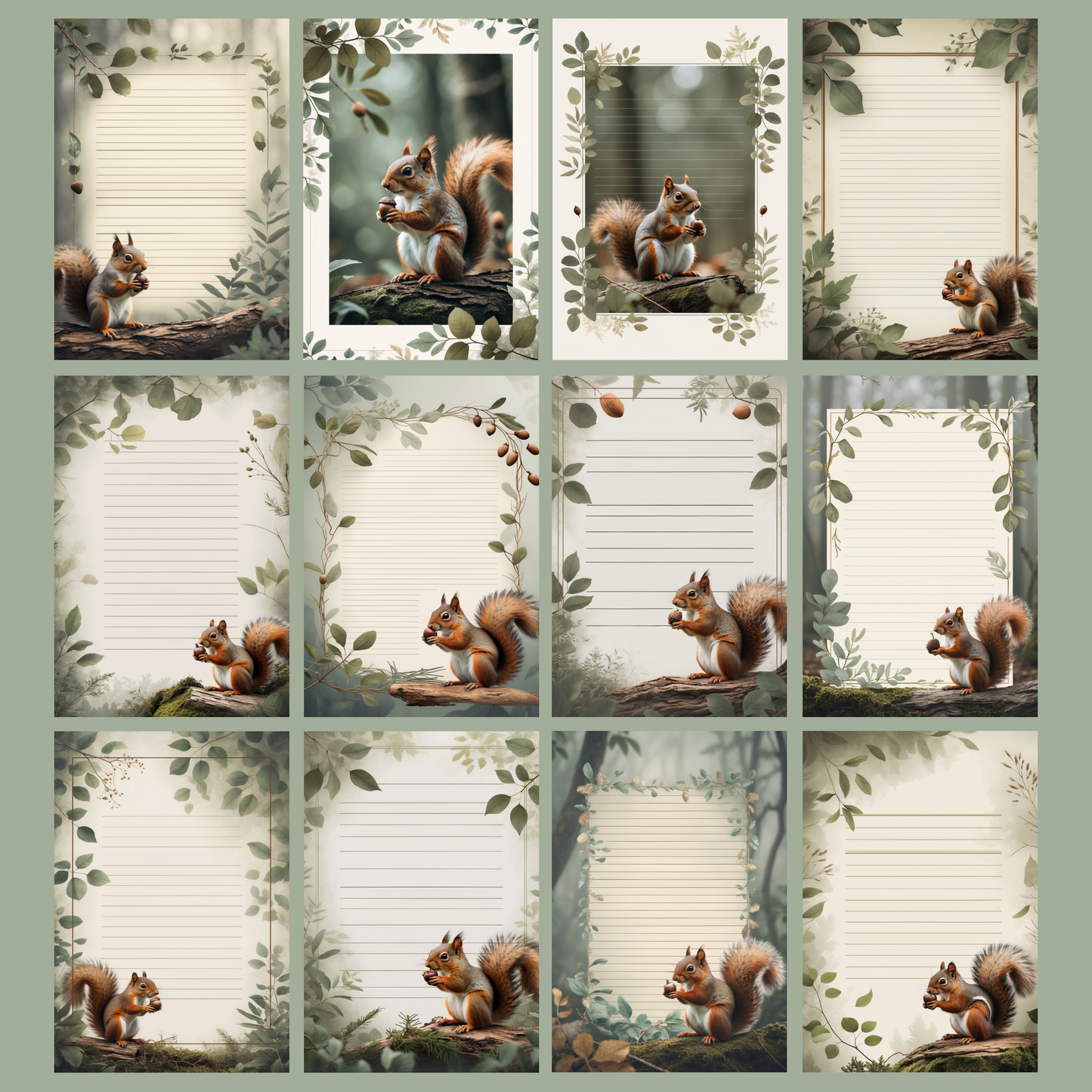 Squirrel Notizseiten | Digital Download | 100 Seiten | Liniert | A4