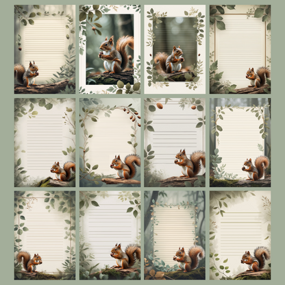 Squirrel Notizseiten | Digital Download | 100 Seiten | Liniert | A4