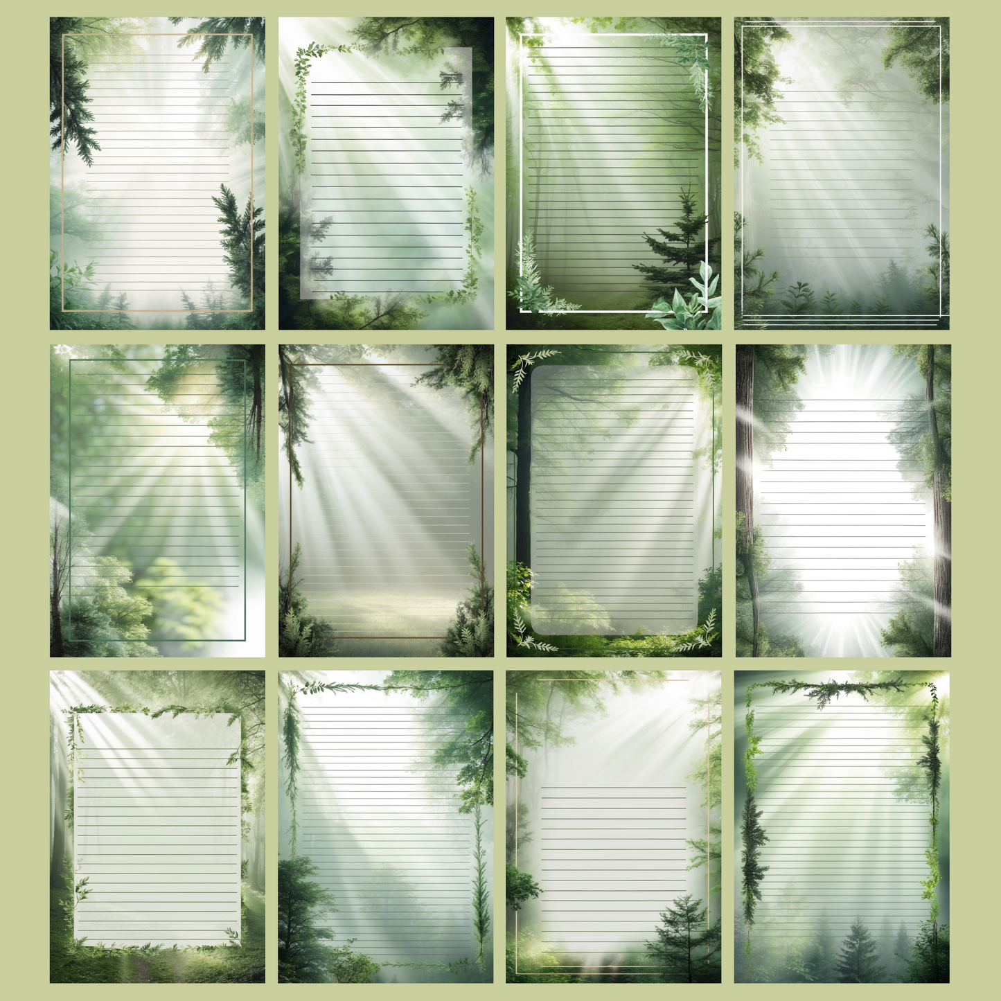 Forest Bathing Notizseiten | Digital Download | 100 Seiten | Liniert | A4
