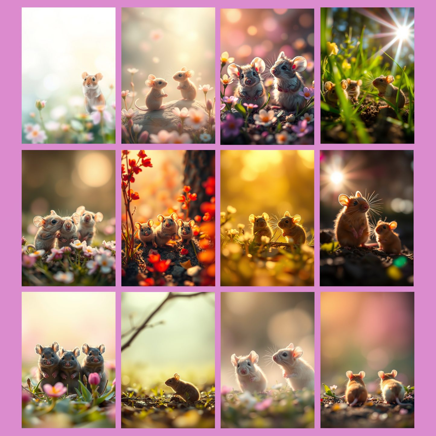 Mice in Spring | Digital Download | 100 Bilder | Scrapbook | DIN A4
