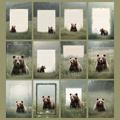 Meadow Bear Notizseiten | Digital Download | 100 Seiten | Liniert | A4