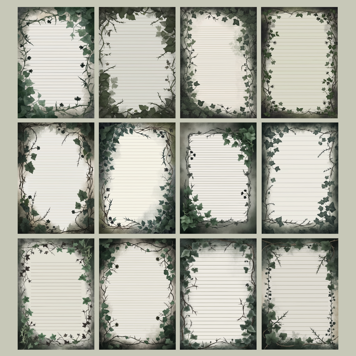 Creeping Ivy Notizseiten | Digital Download | 100 Seiten | Liniert | A4
