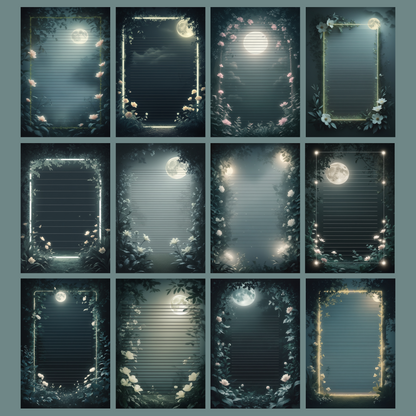 Moonlight Garden Notizseiten | Digital Download | 100 Seiten | Liniert | A4