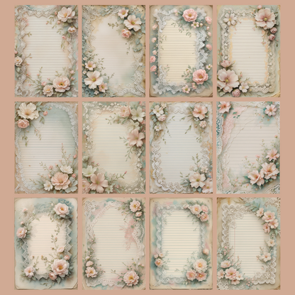 Lace & Blooms Notizseiten | Digital Download | 100 Seiten | Liniert | A4