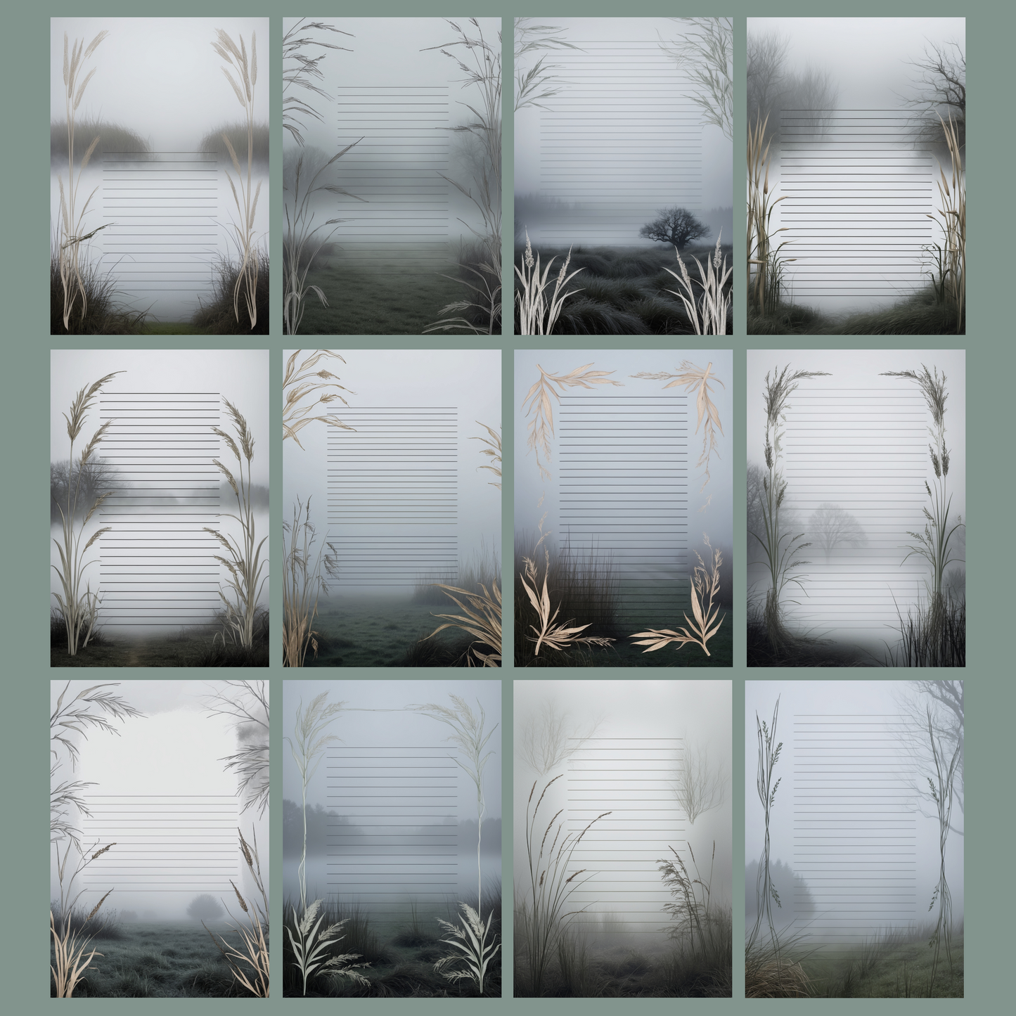 Foggy Moor Notizseiten | Digital Download | 100 Seiten | Liniert | A4