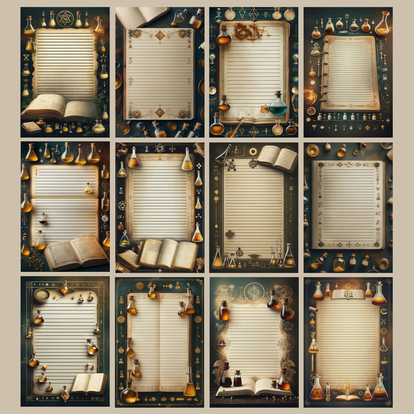 Alchemie Notizseiten | Digital Download | 100 Seiten | Liniert | A4