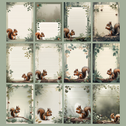 Squirrel Notizseiten | Digital Download | 100 Seiten | Liniert | A4