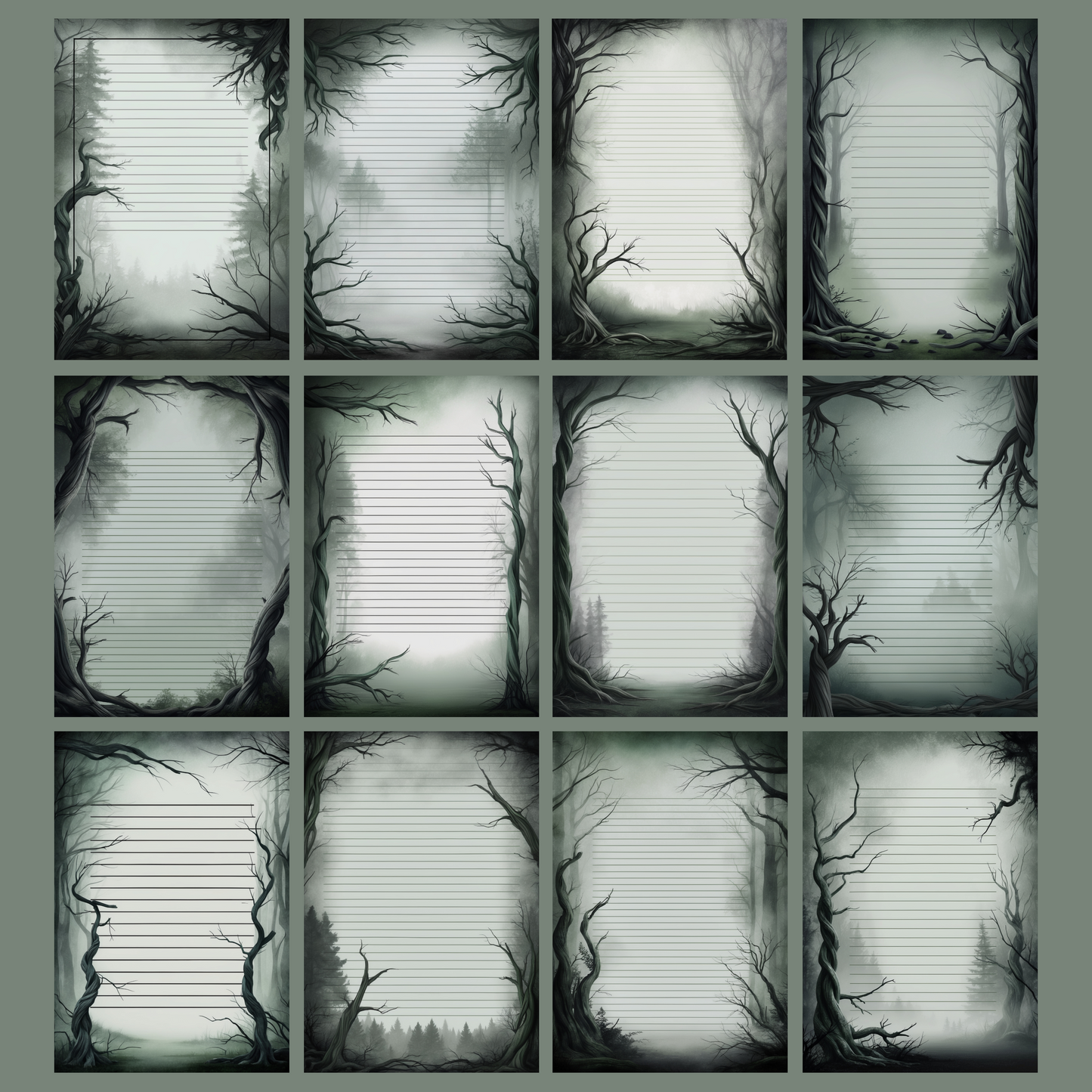 Haunted Forest Notizseiten | Digital Download | 100 Seiten | Liniert | A4