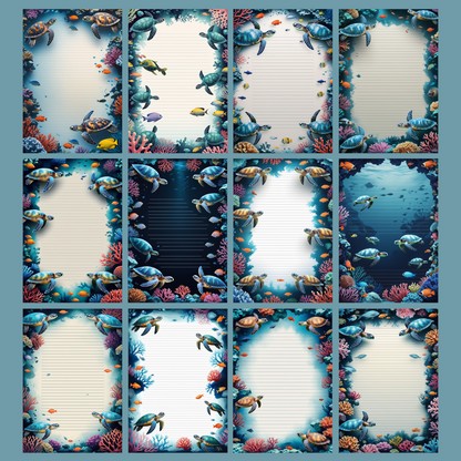 Coral Reef Notizseiten | Digital Download | 100 Seiten | Liniert | A4