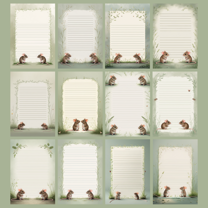 Cute Mice Notizseiten | Digital Download | 100 Seiten | Liniert | A4