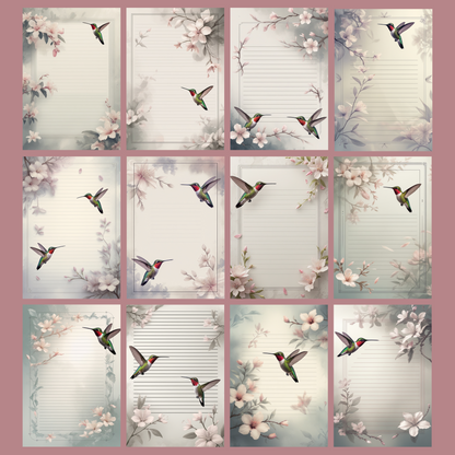 Humming Bird Notizseiten | Digital Download | 100 Seiten | Liniert | A4