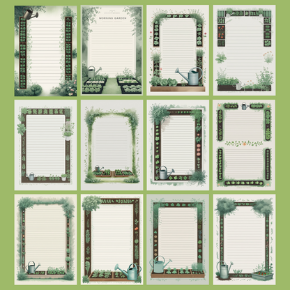 Morning Garden Notizseiten | Digital Download | 100 Seiten | Liniert | A4